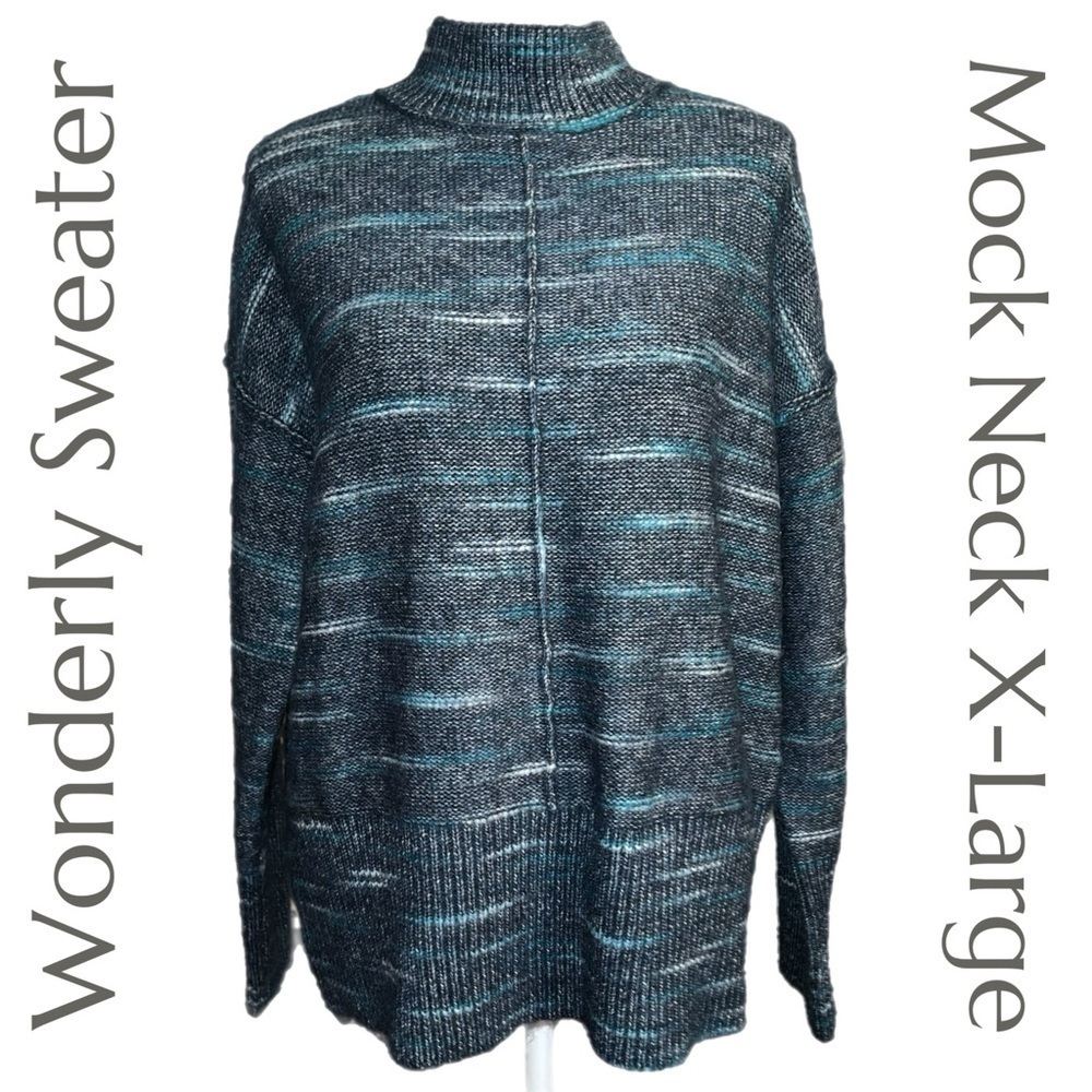 Wonderly‎ - Space Dye - Mock Neck Sweater - Size XL